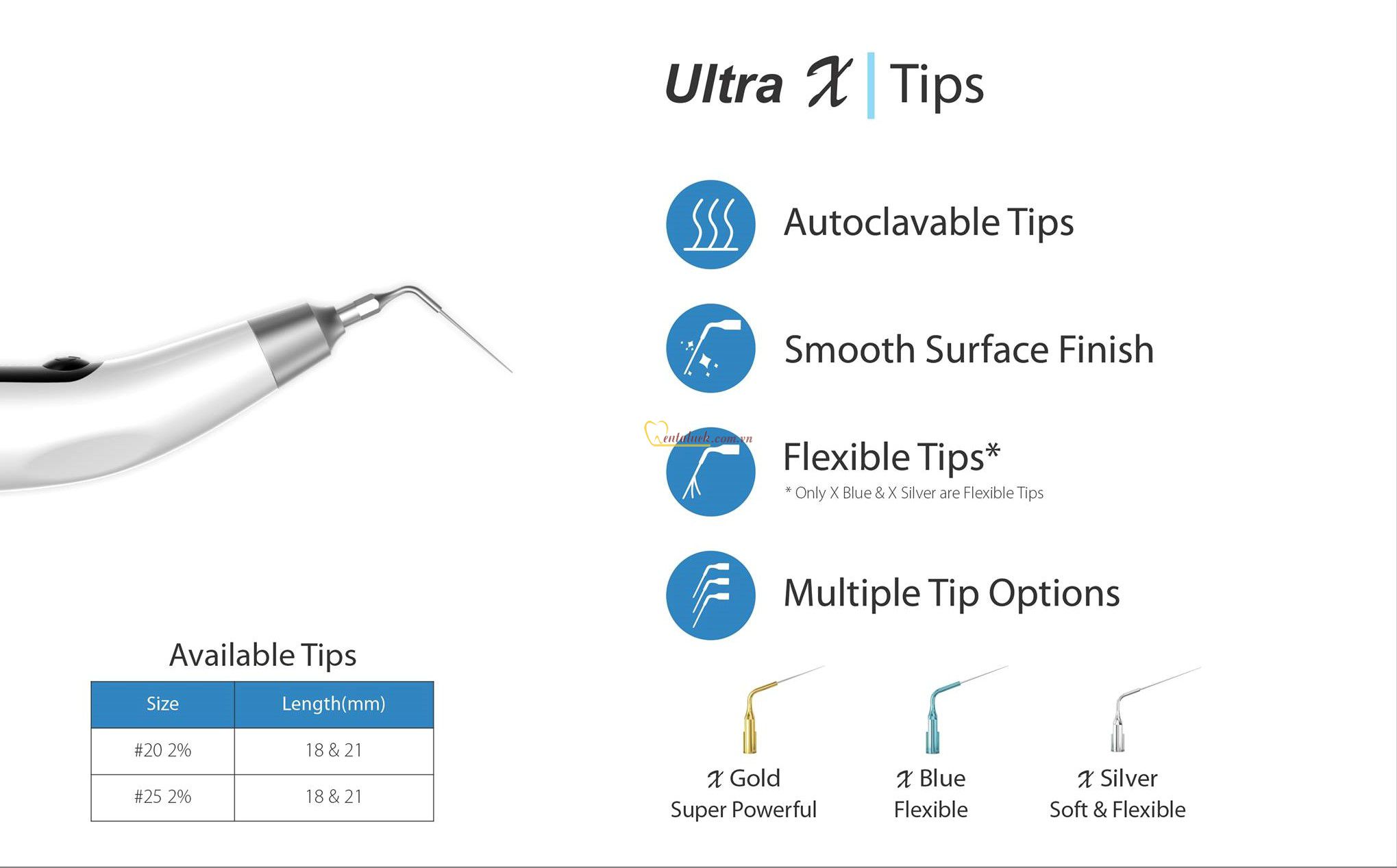 Ultra X Tip 18mm (#20-Blue / #25-Blue) (phụ kiện Ultrasonic Activator)